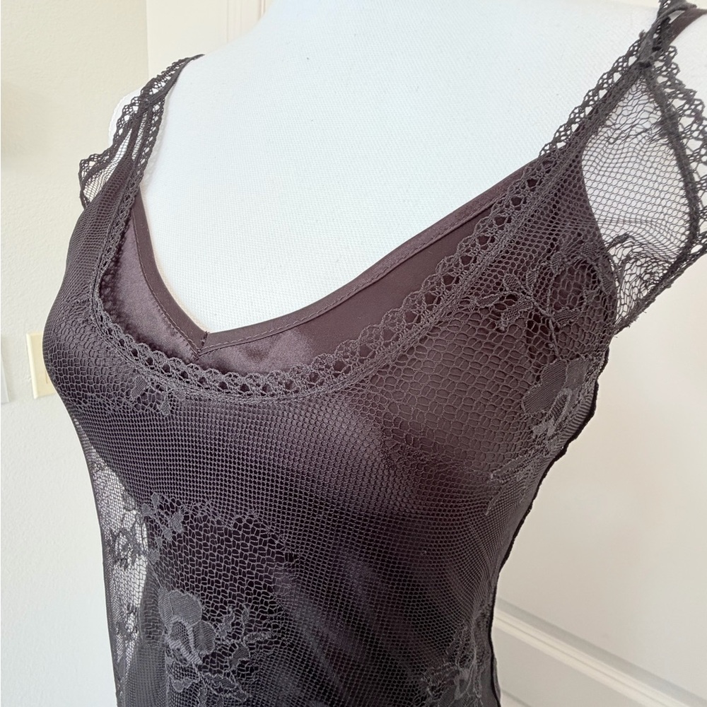 Vtg Max Studio 90s Whimsigoth Black Mesh Maxi Dress - Size M - Picture 14 of 16